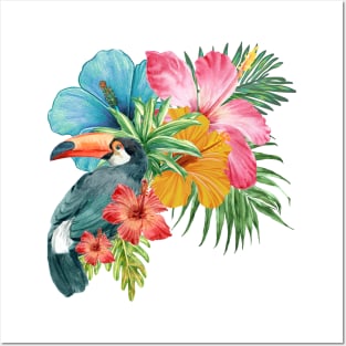 Tropical Toucan in Vibrant Bouquet Posters and Art